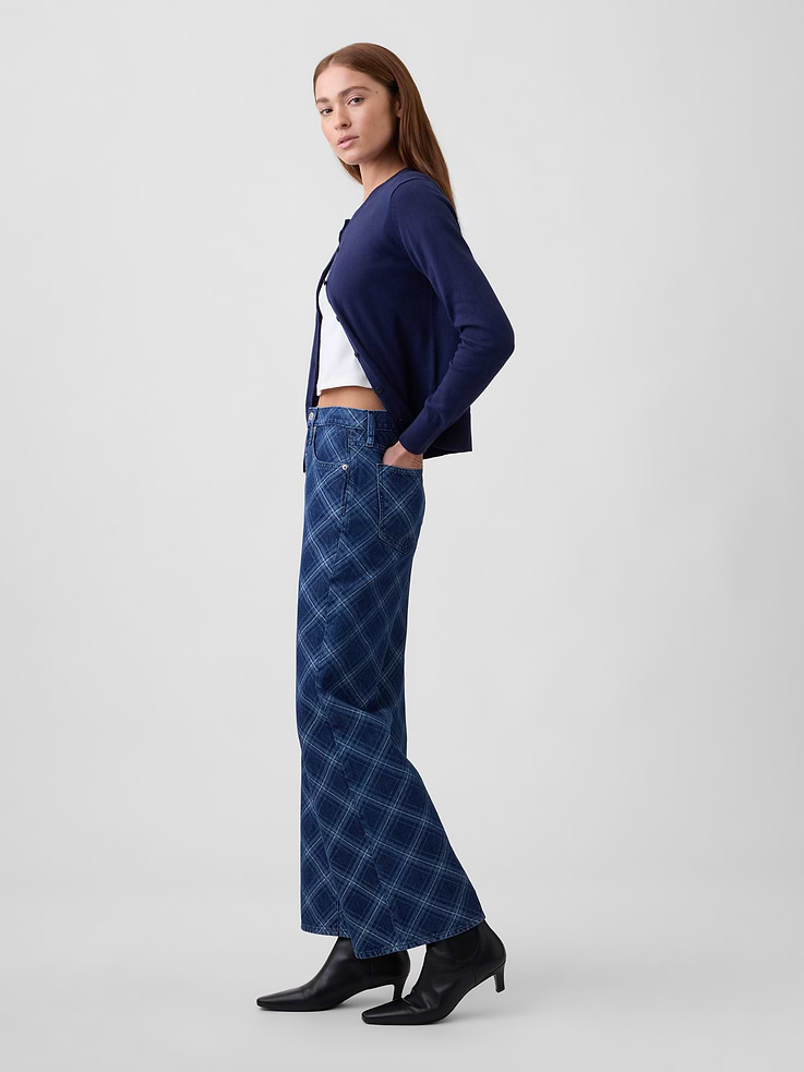 Image number 3 showing, High Rise Print Wide-Leg Jeans