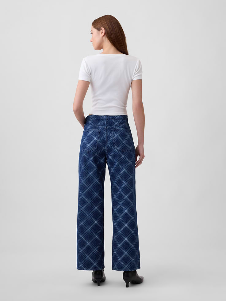 Image number 4 showing, High Rise Print Wide-Leg Jeans