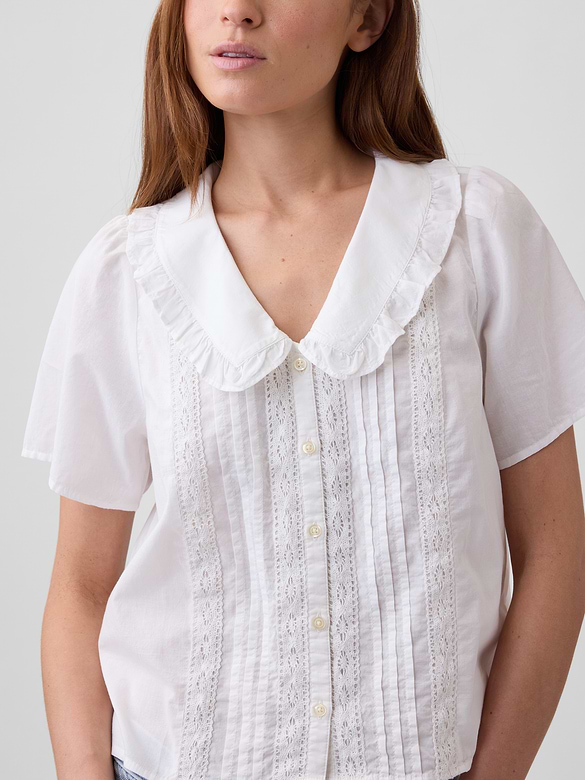 Relaxed Lace-Trim Top