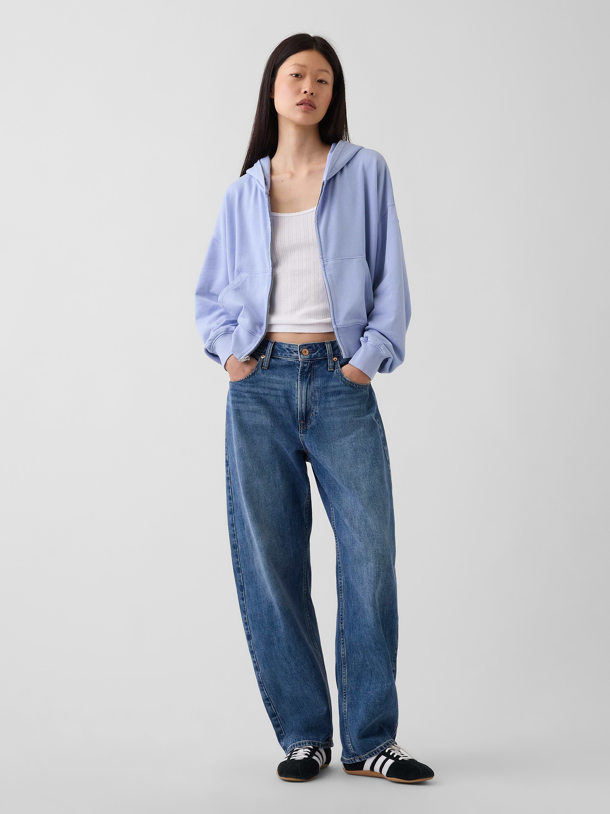 VintageSoft Terry Oversized Wedge Zip Hoodie | Gap
