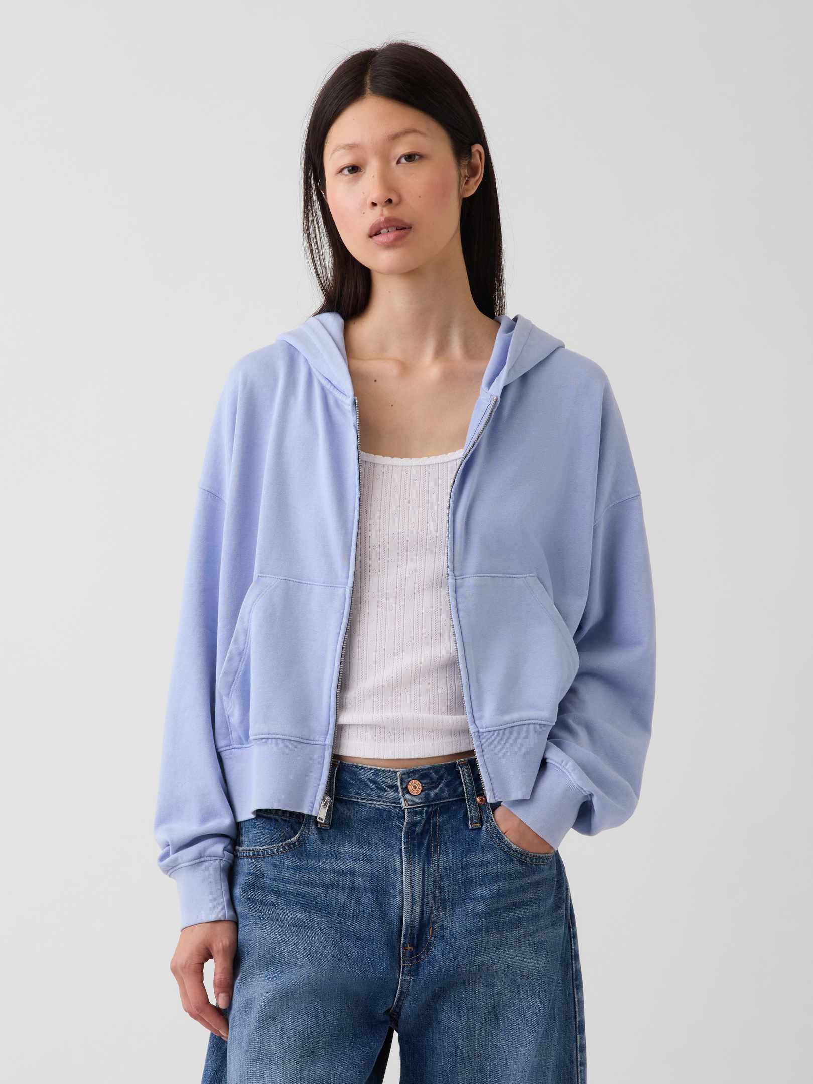 VintageSoft Terry Oversized Wedge Zip Hoodie | Gap
