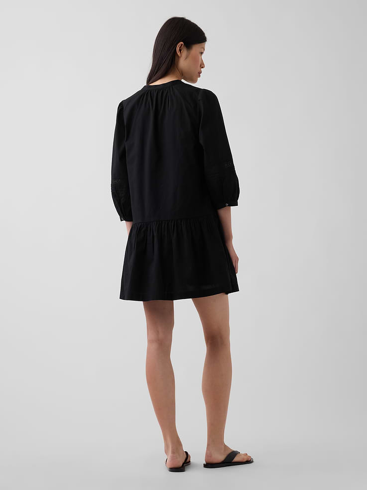 Image number 2 showing, Lace-Trim Drop-Waist Mini Dress