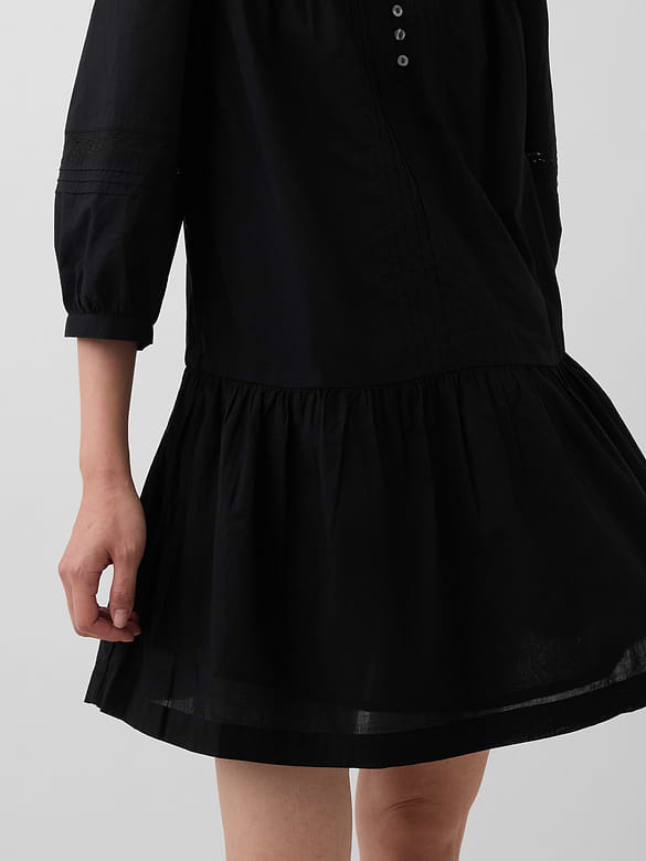 Lace-Trim Drop-Waist Mini Dress