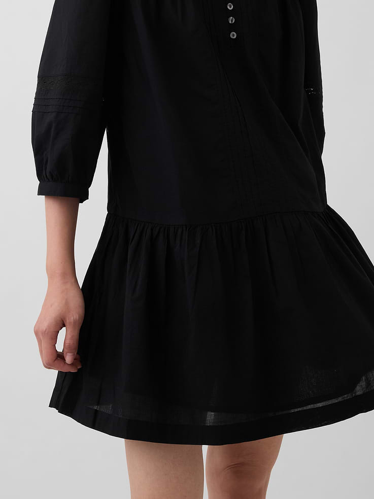 Image number 4 showing, Lace-Trim Drop-Waist Mini Dress