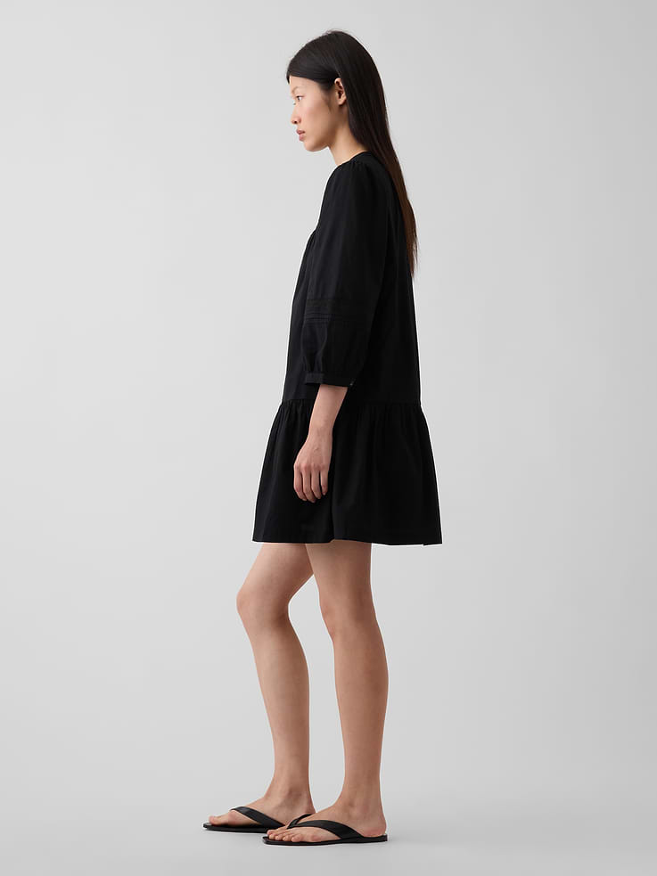 Image number 3 showing, Lace-Trim Drop-Waist Mini Dress