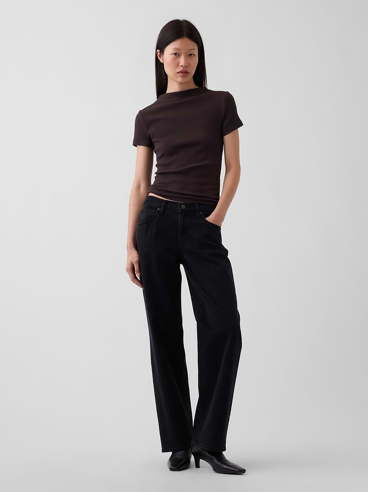 Image number 2 showing, Modern Rib Mockneck Crop T-Shirt