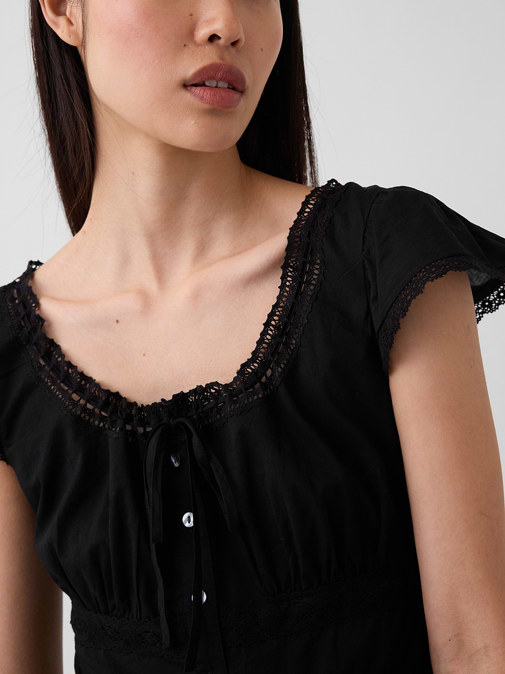 Image number 4 showing, Scoop Neck Lace-Trim Mini Dress