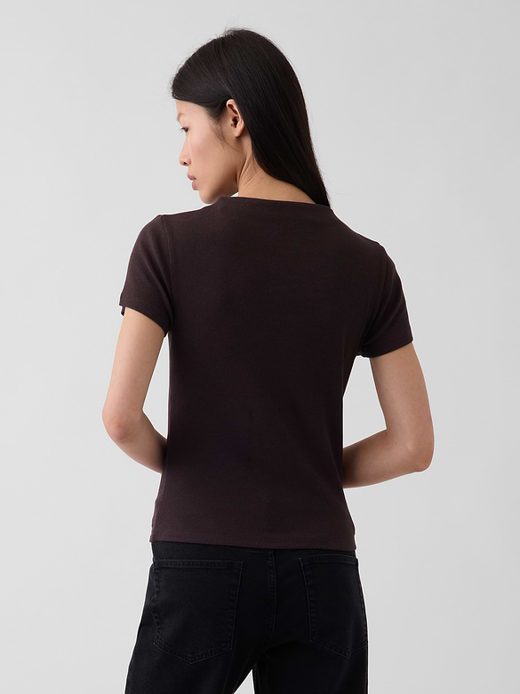 Modern Rib Mockneck Crop T-Shirt