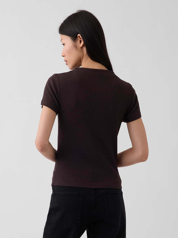 Image number 3 showing, Modern Rib Mockneck Crop T-Shirt