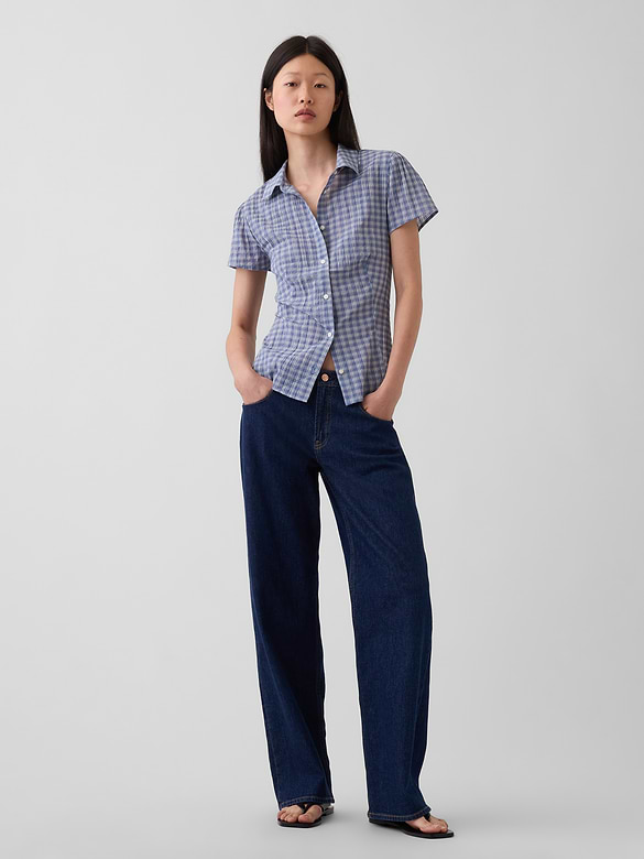 Fitted Cap-Sleeve Shirt