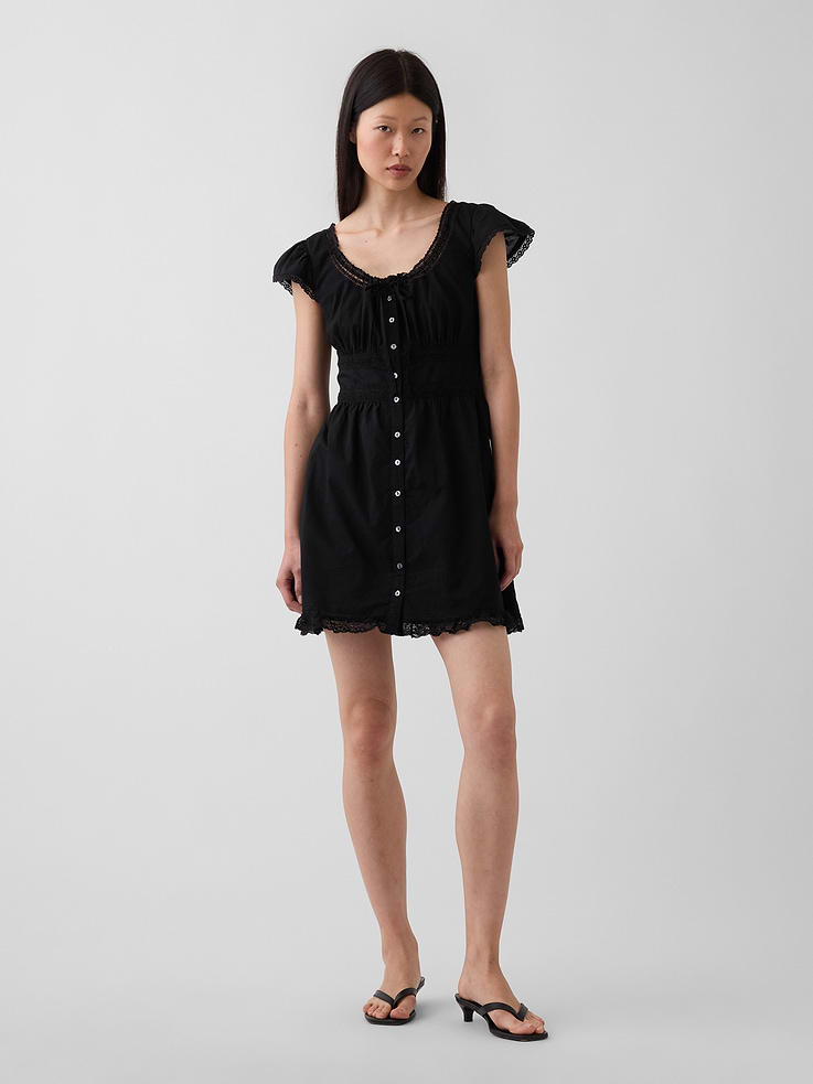 Image number 1 showing, Scoop Neck Lace-Trim Mini Dress