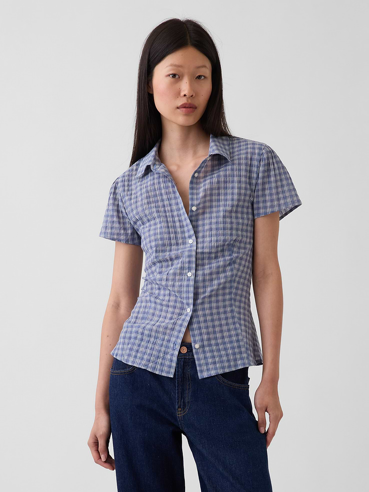 Image number 1 showing, Fitted Cap-Sleeve Shirt