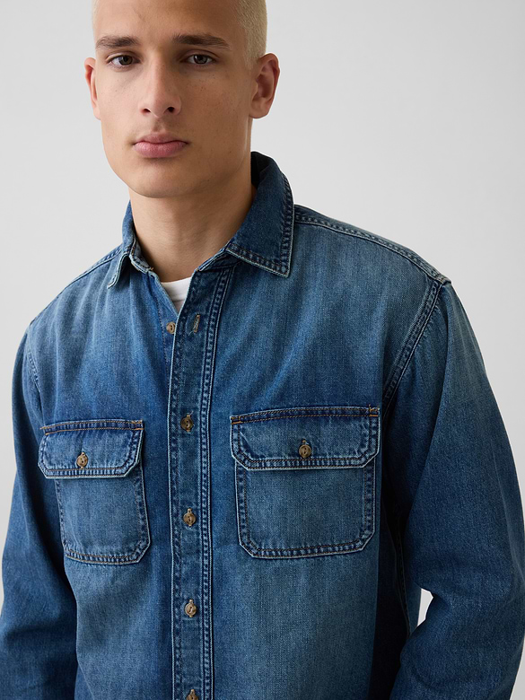 UltraSoft Denim Relaxed Utility Shirt