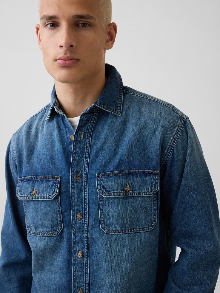 Image number 4 showing, UltraSoft Denim Relaxed Utility Shirt