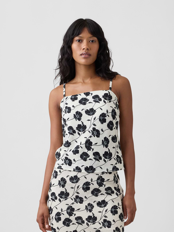 Image number 1 showing, Linen-Blend Bias-Cut Top