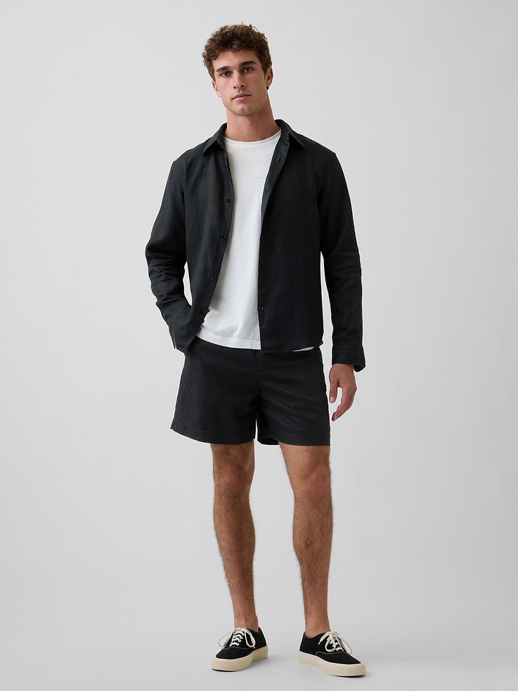 Image number 1 showing, 5.5" Linen-Blend Relaxed Shorts