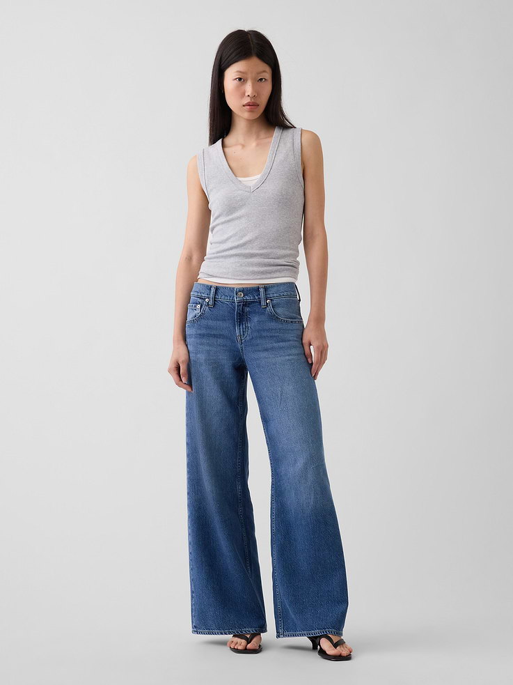 Image number 1 showing, Low Rise UltraSoft Stride Wide-Leg Jeans