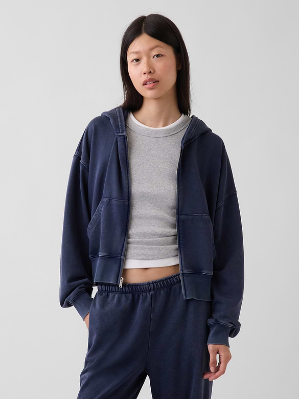 VintageSoft Terry Oversized Wedge Zip Hoodie