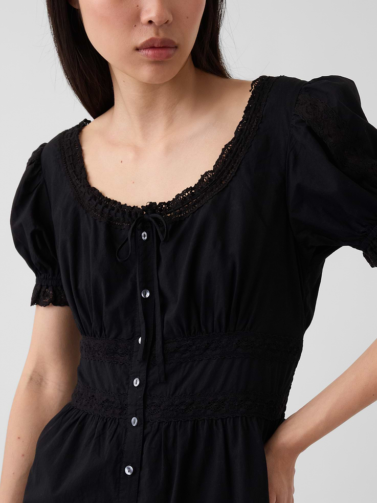 Image number 5 showing, Scoop-Neck Lace-Trim Tiered Maxi Dress