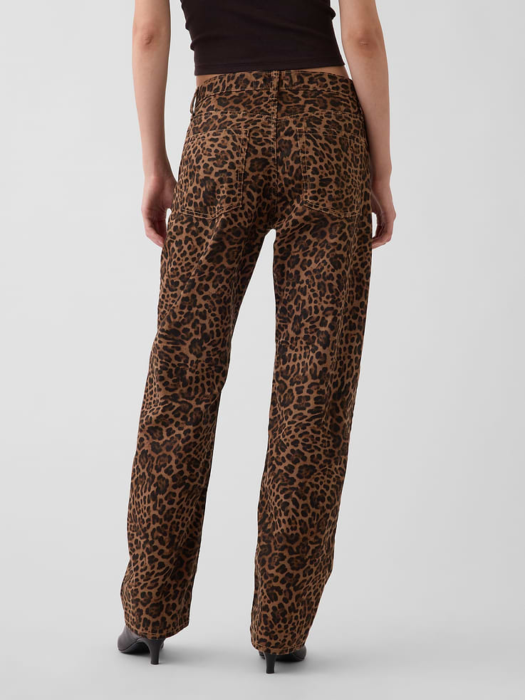 Image number 4 showing, Mid Rise Straight Taper Leopard Jeans