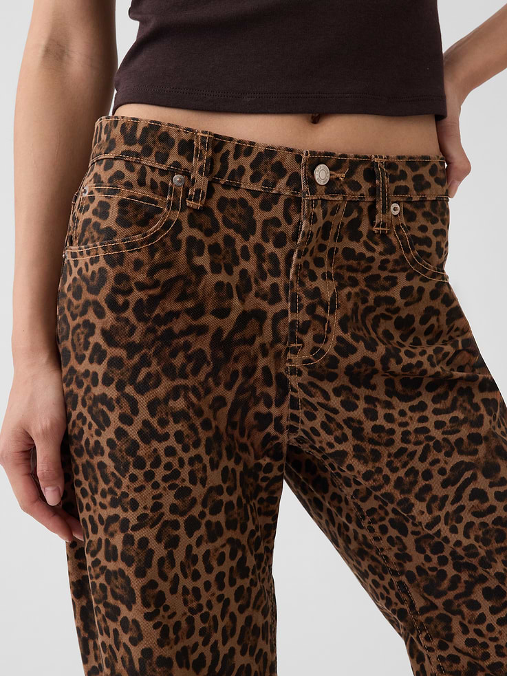 Image number 5 showing, Mid Rise Straight Taper Leopard Jeans