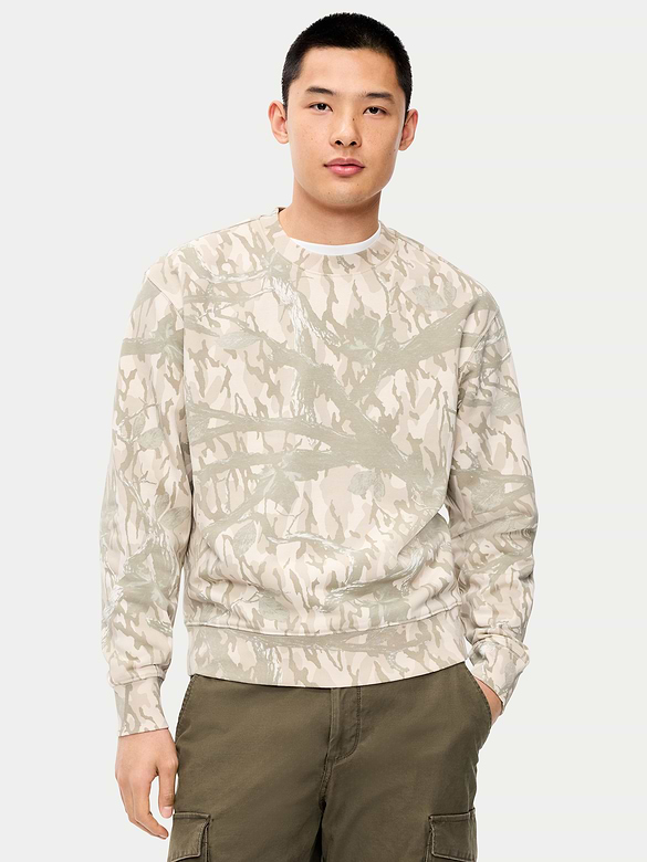 Loose Printed Rotation Crew-Neck Sweatshirt