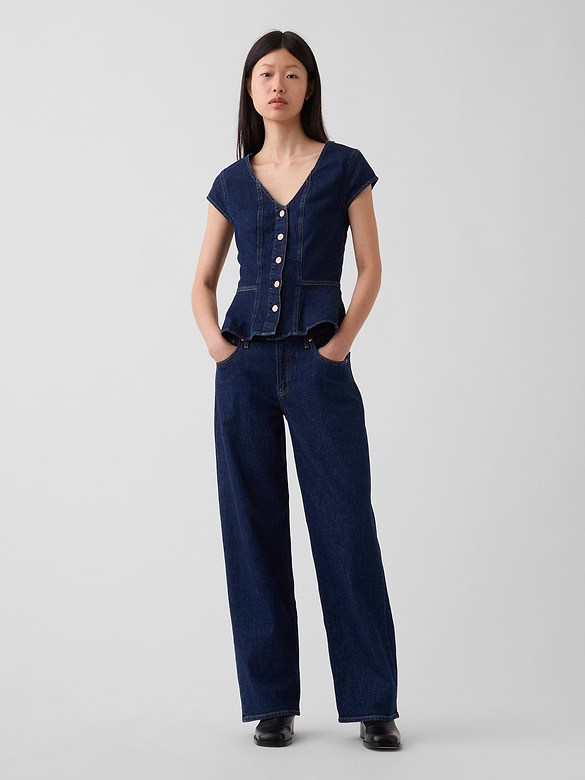 Denim Fitted Peplum Top