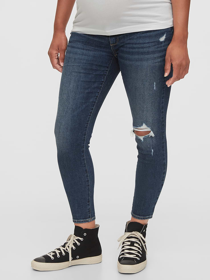 Image number 1 showing, Maternity Inset Panel Skinny Ankle Jeans