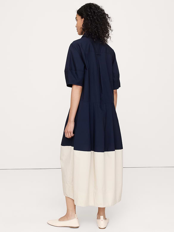 Cotton Poplin Barrel Shirt Dress