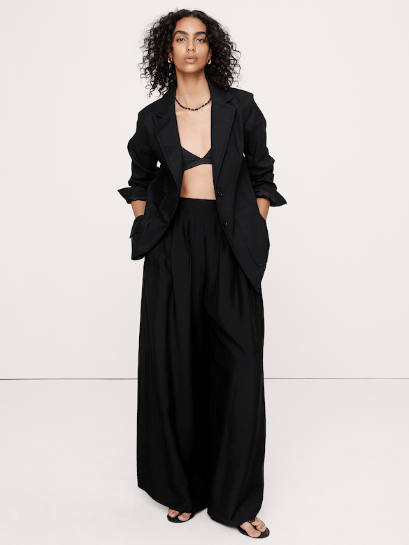Relaxed Stretch Linen-Viscose Blazer
