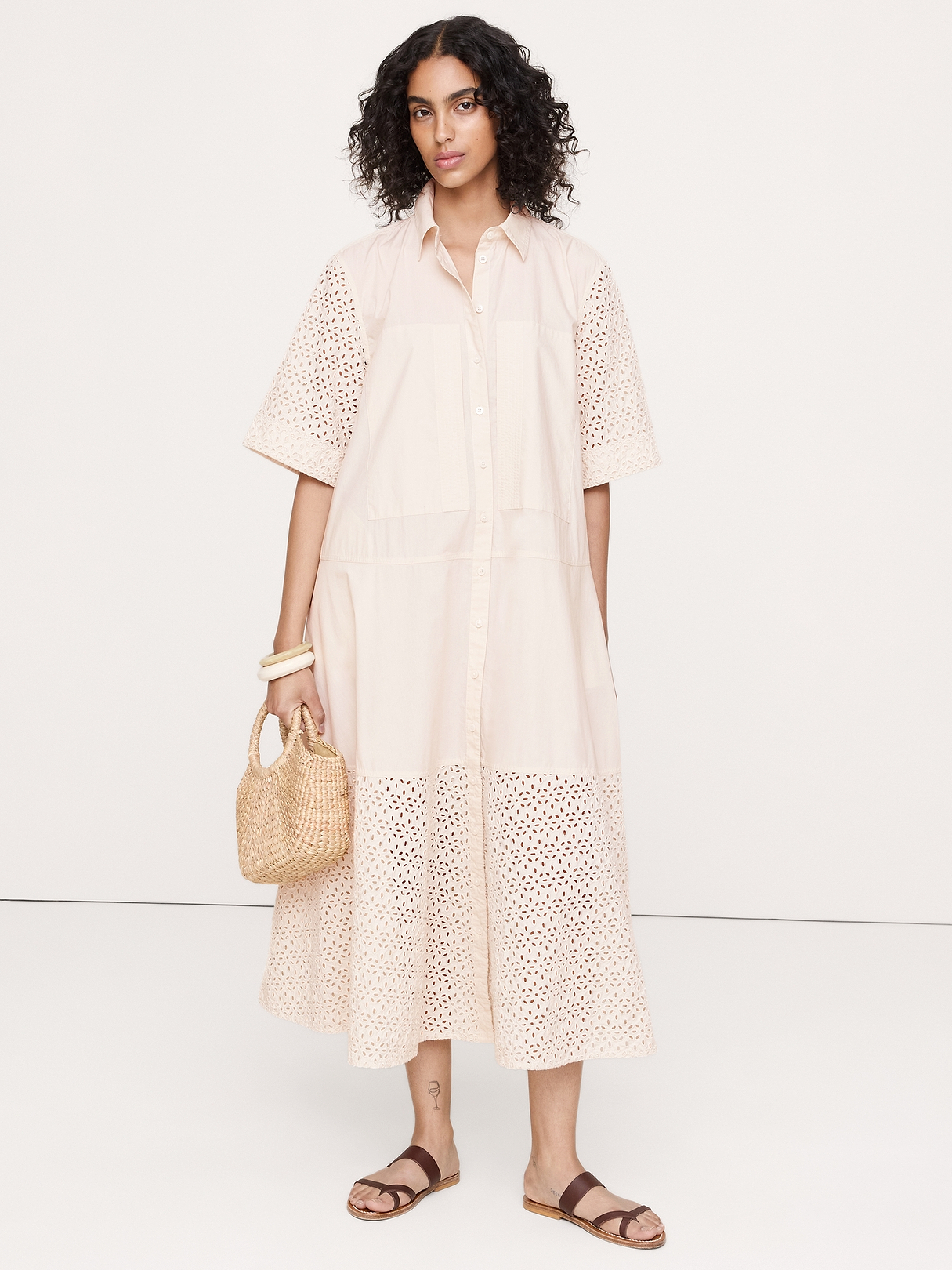 Cotton Poplin Trapeze Maxi Shirt Dress | Banana Republic