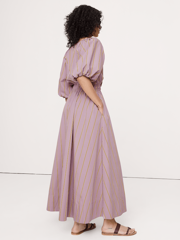 Cotton Poplin Puff-Sleeve Maxi Dress