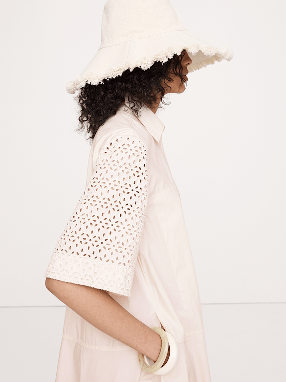 Cotton Poplin Trapeze Maxi Shirt Dress