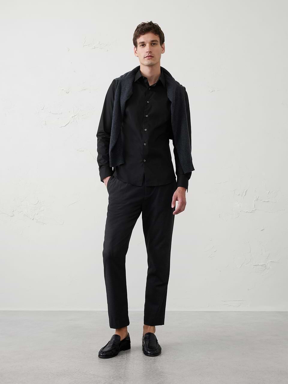 black dress shirt slim fit Classic Short-Sleeve Coufran Don’t be afraid to get moving – just like with our other dress shirts Karako Men Black Dress Shirt