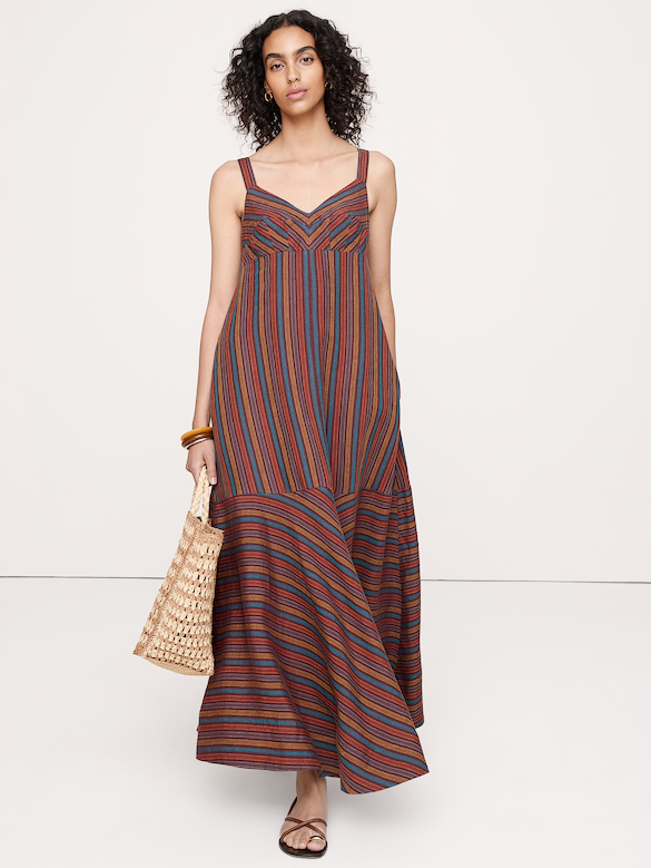 Linen Empire-Waist Maxi Dress