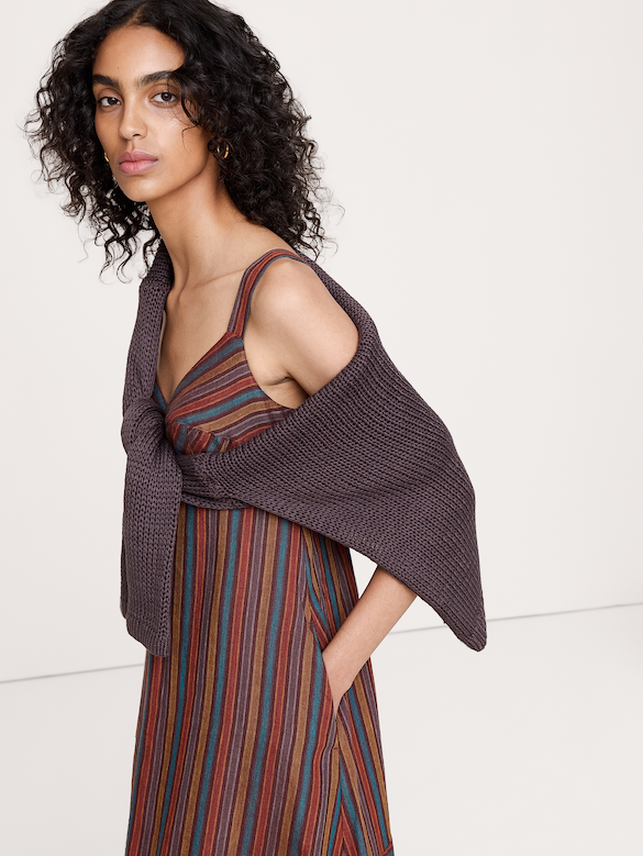Linen Empire-Waist Maxi Dress