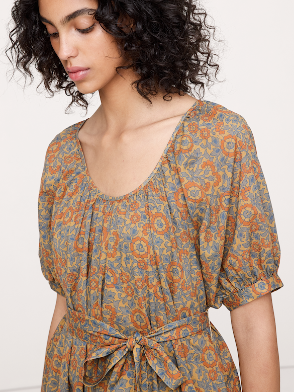 Lightweight Cotton Scoop-Neck Maxi Dress