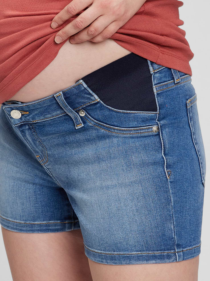 Image number 3 showing, 4" Maternity Inset Panel Denim Shorts