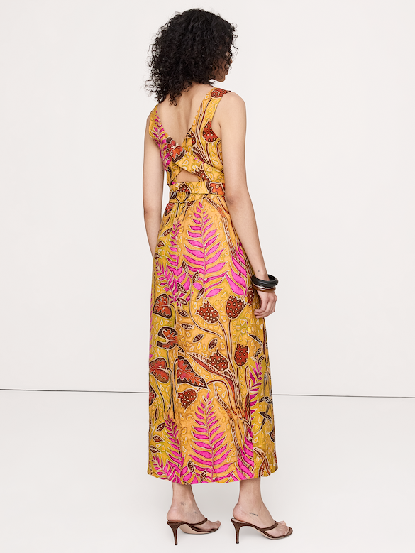 Linen Crossback Maxi Dress