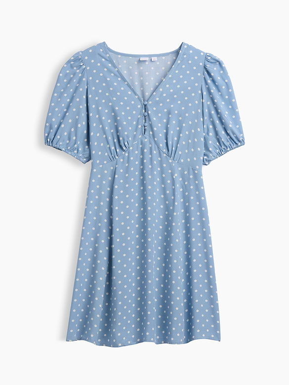 Puff Sleeve V-Neck Mini Dress