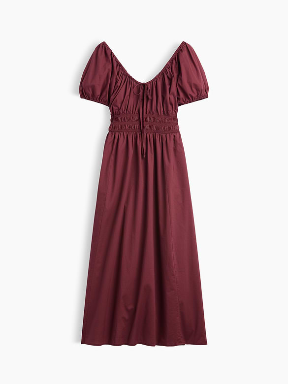 Puff Sleeve V-Neck Maxi Dress