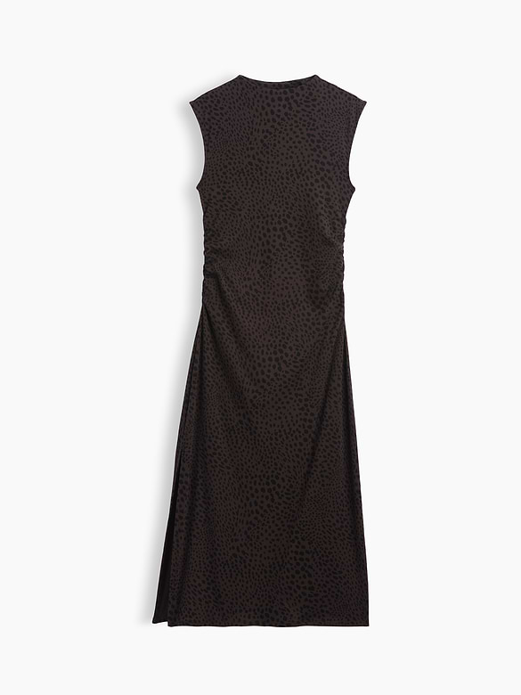 Modern Ribbed Sleeveless Mockneck Midi Dress