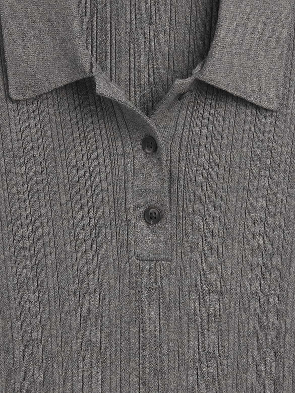 Ribbed Sweater Polo Shirt
