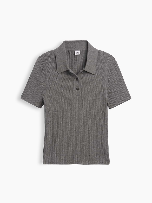 Ribbed Sweater Polo Shirt