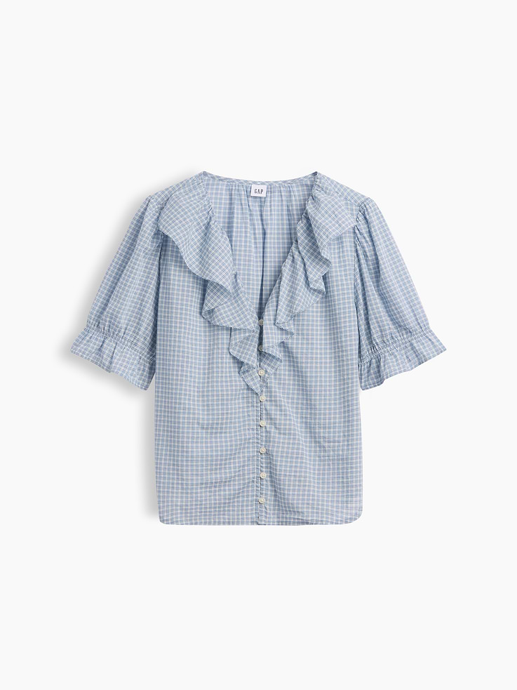Image 5 of 5, Relaxed V-Neck Ruffle Top