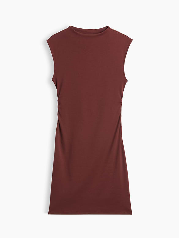 Modern Ribbed Ruched Mini Dress