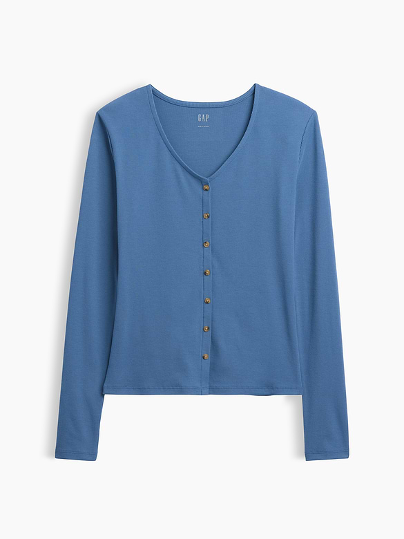 Fitted Ribbed V-Neck Top