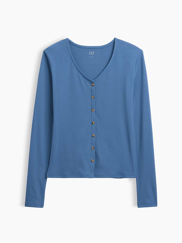 Image number 5 showing, Fitted Ribbed V-Neck Top