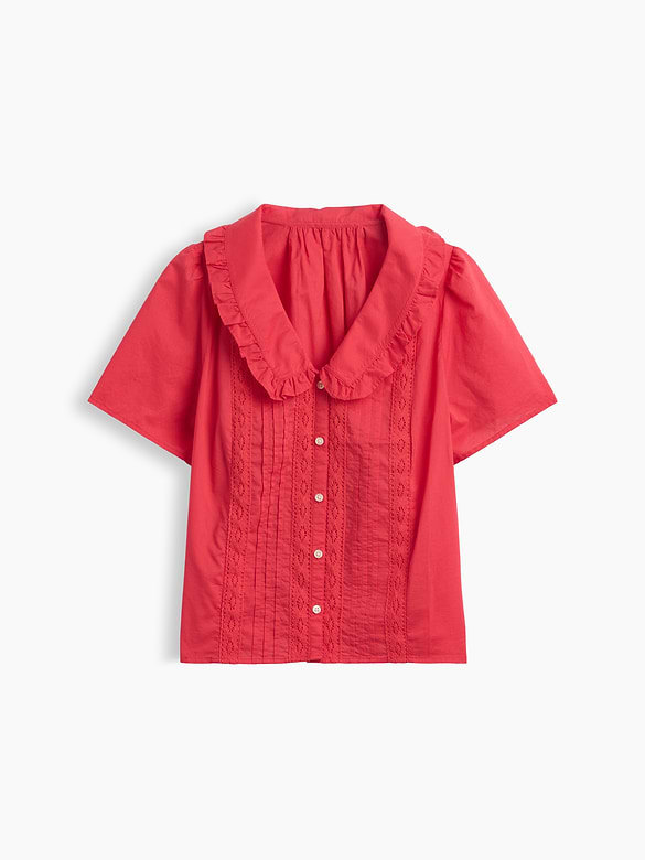 Relaxed Lace-Trim Top