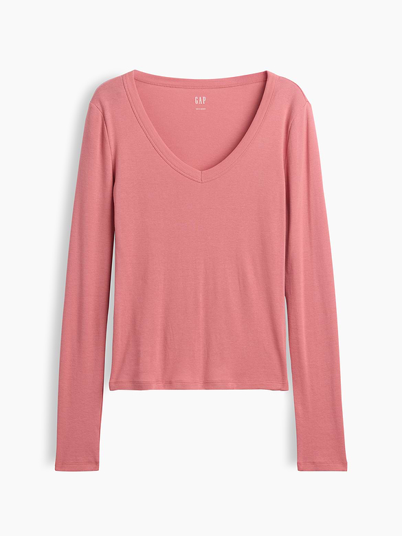 Modern Ribbed V-Neck T-Shirt